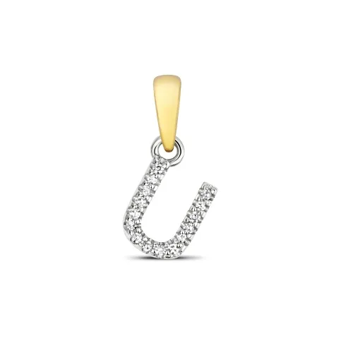 U Diamond Initial Pendent 0.02ct 0.40g 9ct Yellow Gold 